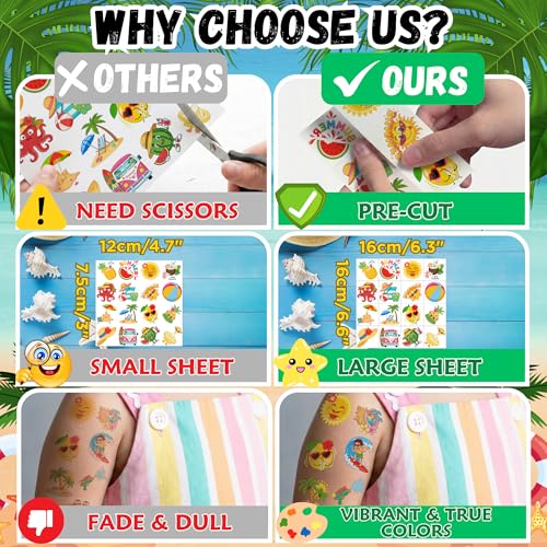 96 Summer Temporary Tattoos - Beach Party Favors