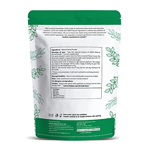 H&C 100% Natural Henna Powder 227g for Hair Color