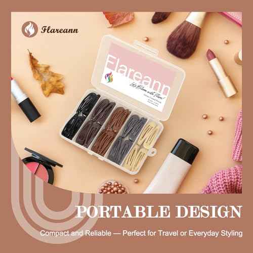 Neutral Shades Glossy Snap Hair Clips by FLAREANN ? 50 PCS 2 Inch Non-Slip Metal Hair Barrettes for Women in Beige, Black, Brown, Light Brown & Grey ? Minimalist Hair Accessories