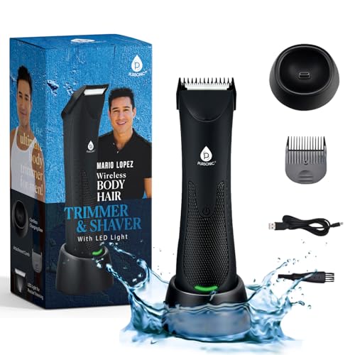 Pursonic Mario Lopez Wireless Beard Trimmer for Men, Body Hair Trimmer & Shaver with LED Light ? Beard Shaver for Men MLTCA40 Precision Grooming, Black