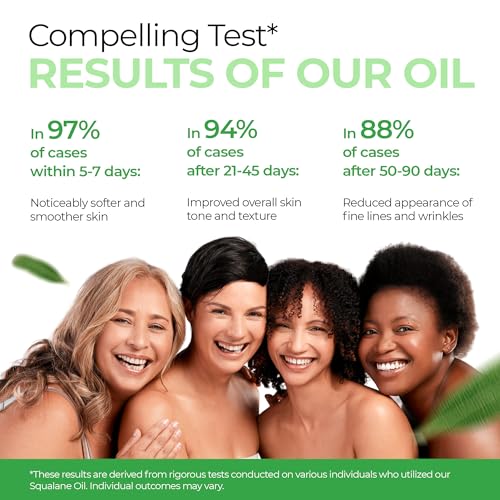 Squalane Oil for Face - 100% Pure Organic Squalane Moisturizer - Plant Natural Facial Oil - Nourishment Hydrating Face Oil - Vegan - Non-comedogenic