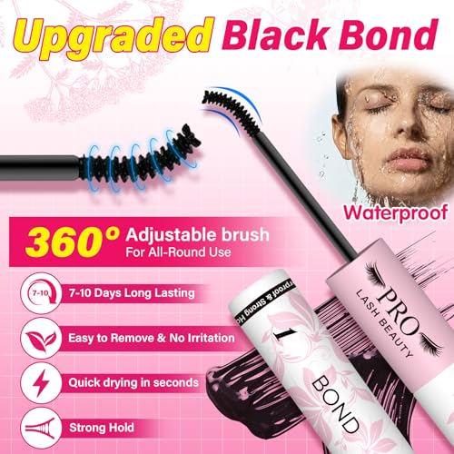 PROLASHBEAUTY Black Lash Glue & Seal Kit - Long-Lasting, Latex-Free DIY Eyelash Extension