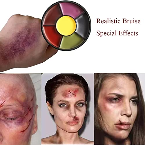 6-Color Bruise Wheel SFX Makeup Kit with 3 Stipple Sponges