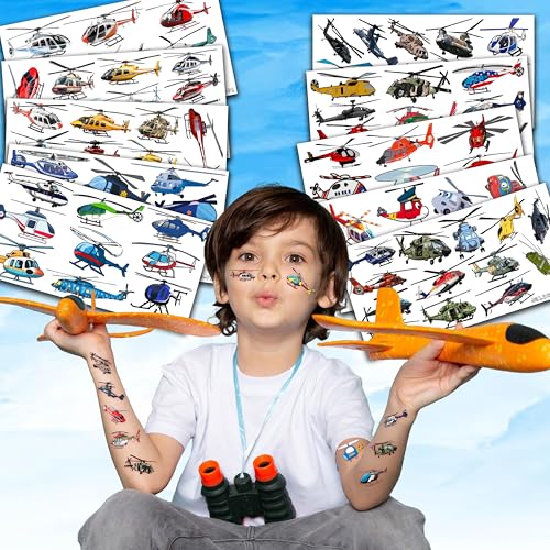 102 Pcs Helicopter Temporary Tattoos for Kids - Party Favors
