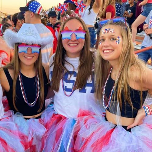 Mysense 4th of July Accessories Set - Sunglasses, Necklaces & Glitter