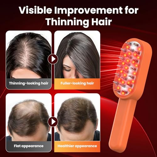Red Light Therapy Scalp Comb with 4 Light Wavelengths & Vibration Massage