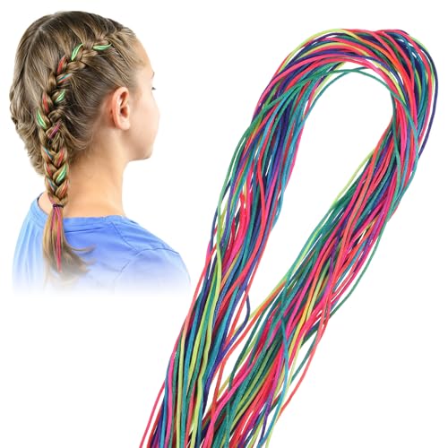 48 Pcs Hair Strings for Braids, Colorful Hair String Yarn for Braids Assorted Gradient Color Hairs Wrap String Rainbow Braiding Hair Tie for Women Girls, Ponytail Braids, Hairs Accessories