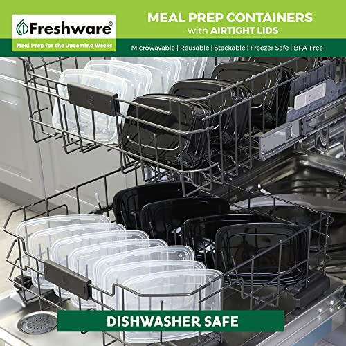 Freshware Meal Prep Containers 1 Compartment Food Storage Containers with Lids, Bento Box, BPA Free, Stackable, Microwave/Dishwasher/Freezer Safe (28 oz), 50 Count (Pack of 1)