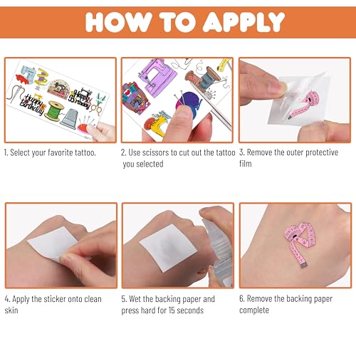 Sewing Machine Temporary Tattoos - 10 Sheets 100 PCS Party Favors