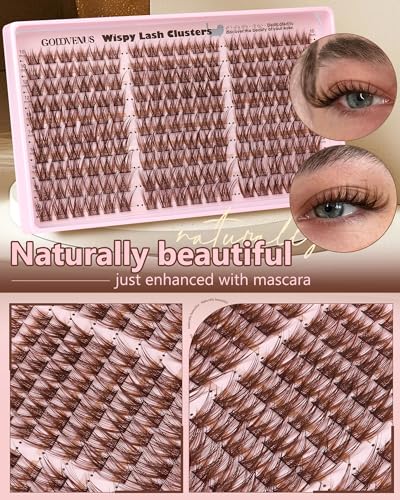 Goddvenus Brown Wispy Cluster Eyelash Kit Natural False Extensions C Curl