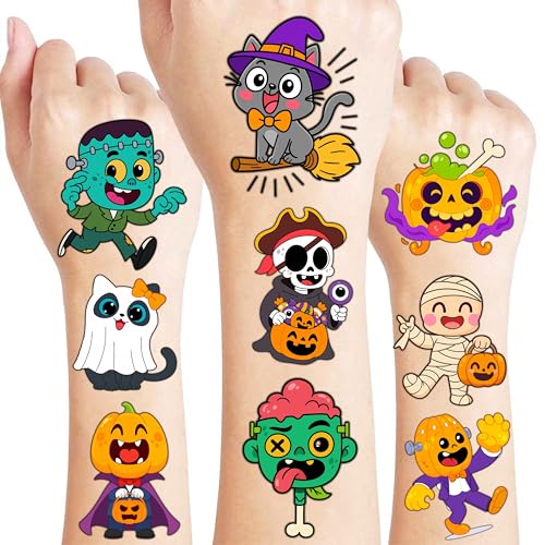 96 Pre-Cut Halloween Temporary Tattoos for Kids Party Favors