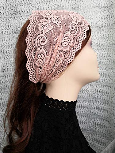 Oyabridal 6'' Wide Lace Headbands for Women Headcovering Church Lace Headwrap for Women (Teal Green)