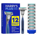 Harry's Plus Razor Value Pack - Premium Handle and 9 Razor Blade Cartridges - Advanced Pivoting System - Shaving Kit for Men - Tide