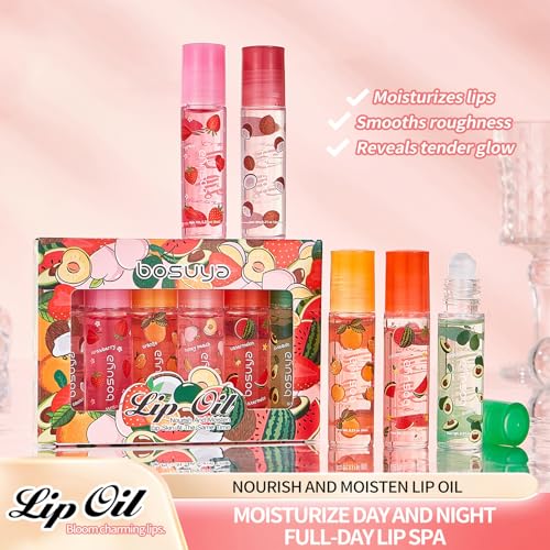 ADMD Tinted Lip Oil Roller - 6 Pack Hydrating Gloss