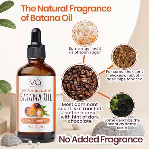 VITAL AFFAIR Batana Oil-Hair Growth Oil-4 Fl Oz-Glass Bottle-Cold Pressed-100% Raw-Dr Sebi Recommended-Essential Nutrients-For Women & Men