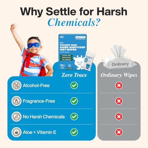 Zero Trace Alcohol-Free Hand Sanitizer Wipes – 60 Count