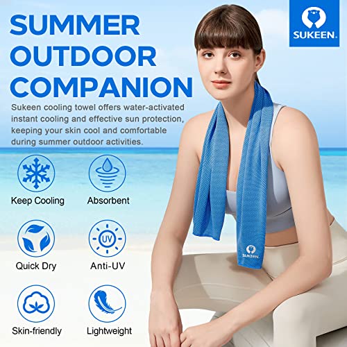 Sukeen [4 Pack Cooling Towel (40"x12"), Ice Towel, Soft Breathable Chilly Towel, Microfiber Towel for Yoga, Sport, Running, Gym, Workout,Camping, Fitness, Workout & More Activities