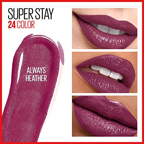 Maybelline Super Stay 24, 2-Step Liquid Lipstick Makeup, Long Lasting Highly Pigmented Color with Moisturizing Balm, Always Heather, Magenta, 1 Count