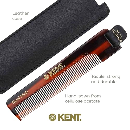 Kent NU22 Handmade Pocket Comb for Men, All Fine Tooth Hair Comb Straightener for Everyday Grooming Styling Hair, Beard and Mustache, Use Dry or with Balms, Saw Cut and Hand Polished, Made in England