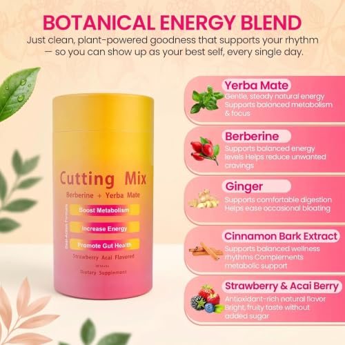 TOTACLEA Cutting Mix Prebiotic Drink - Strawberry Açaí, Vegan, Gluten-Free, 30 Servings
