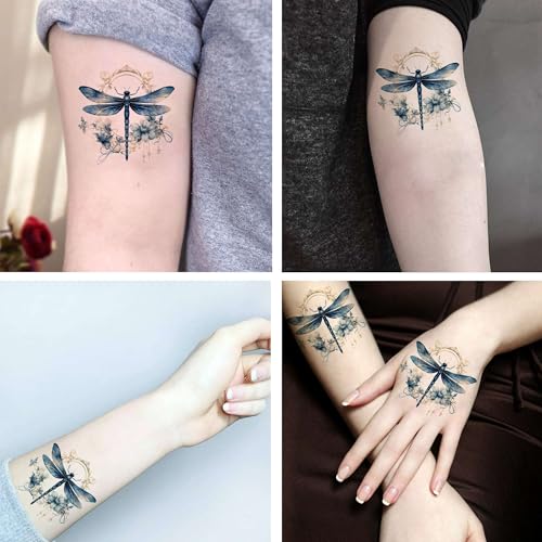 6 Pcs Watercolor Dragonfly Temporary Tattoos Hands Party Favors for Men Women Fake Tattoos Face Tattoos