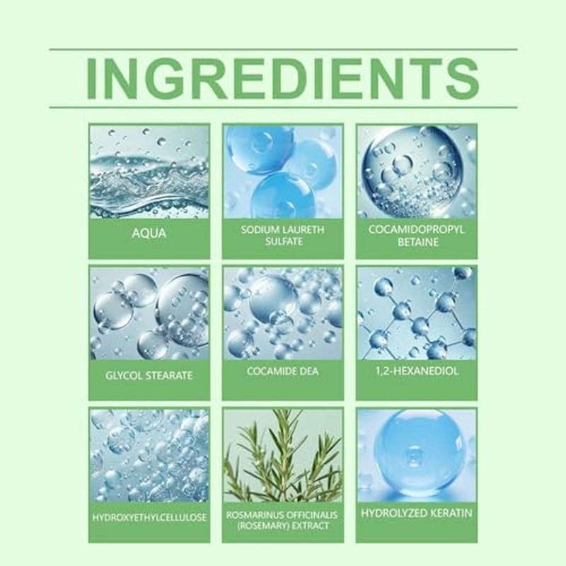 Organic Rosemary Hair Growth Shampoo with Hydrolyzed Keratin - 3.38 Fl Oz