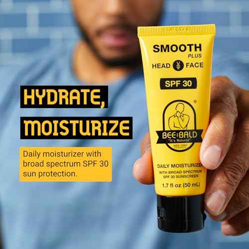 Bee Bald SMOOTH PLUS Head & Face Moisturizer with SPF 30 Sunscreen Lotion Protecting Skin From Harmful UVA/UVB Rays While Hydrating, Moisturizing and Toning, 1.7 Fl Oz (Pack of 2)