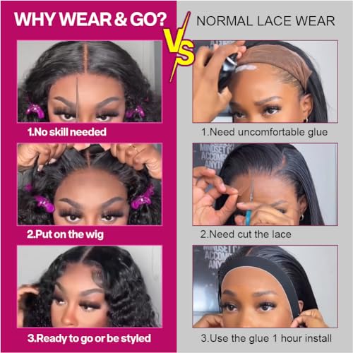 Ailwelia Curly Bob Wig Human Hair 5x5 Glueless Pre-Plucked 14"