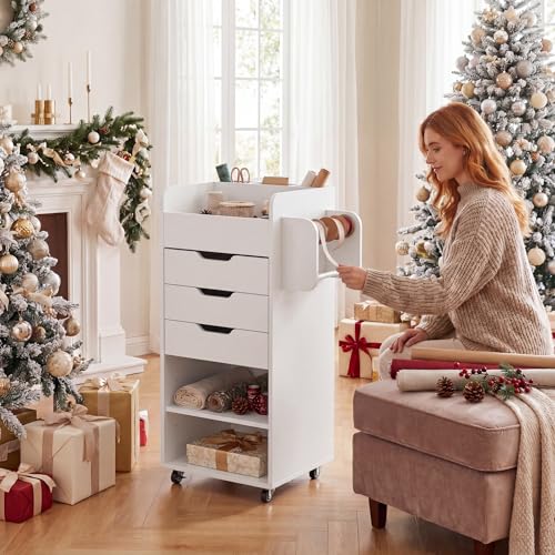 Tangkula Rolling Storage Cart with 3 Drawers & Shelves