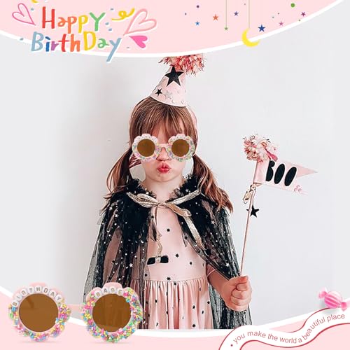 YOGFIT Round Flower Birthday Glasses for Kids