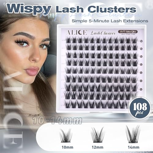 ALICE Wispy 01 Short 10-14mm Cluster Eyelashes – 0.07D DIY Lash Extensions