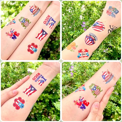 96 Puerto Rico Temporary Tattoos - Flag & Island Designs