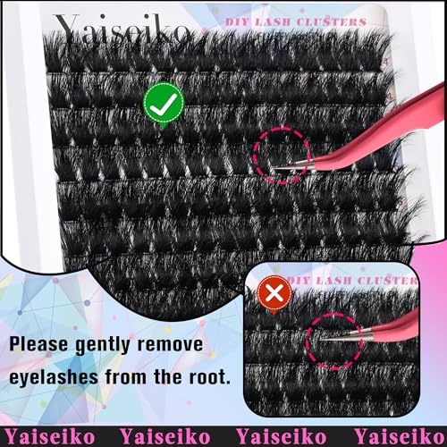 Yaiseiko 192pcs Eyelash Clusters 14-22mm Volume D Curl Lashes