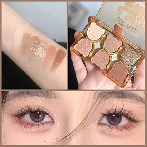 6 Color Eyeshadow Palette - Matte & Shimmer Eye Makeup