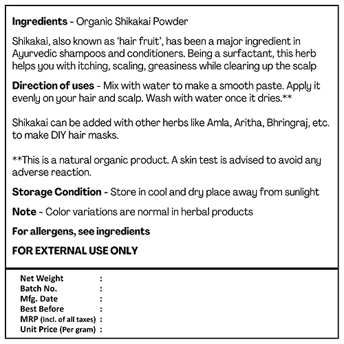 Organic Shikakai Powder for Hair Growth & Cleansing, 227g