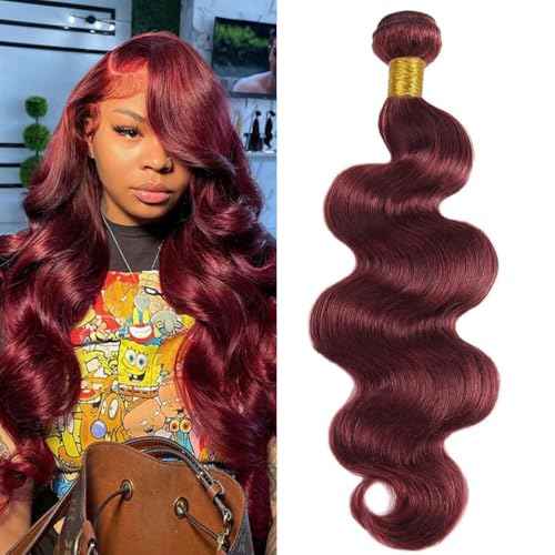 Burgundy Bundles Human Hair 12A 100% Brazilian Raw Human Hair Bundles Quick Weave Double Weft Natural Black for Women Hair Extensions(24Inch)