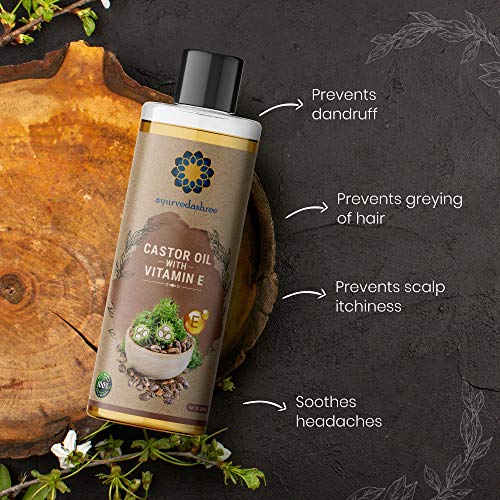 100% Pure Cold-Pressed Castor Oil with Vitamin E 200 ML, 6.76 fl oz - Conditioning & Healing, For Dry Skin, Hair Care, Coldpressed Castor Oil with Vitamin E