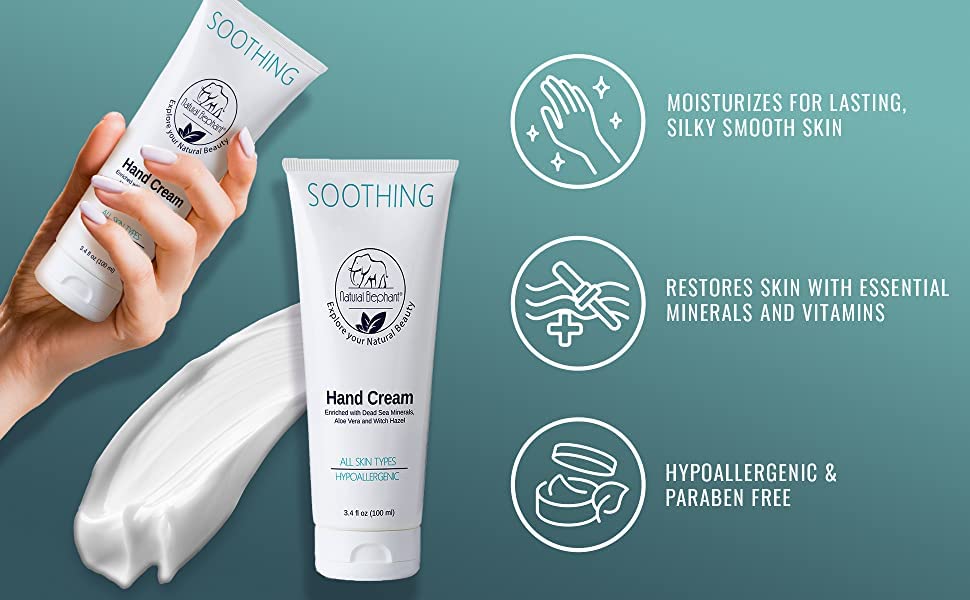 Natural Elephant Soothing Hand Cream with Dead Sea Minerals 3.4 fl oz (100ml)