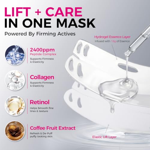 NING DermoLogie 5 Pack Chin Lifting Masks for Women & Men, V Line Double-Layer Support