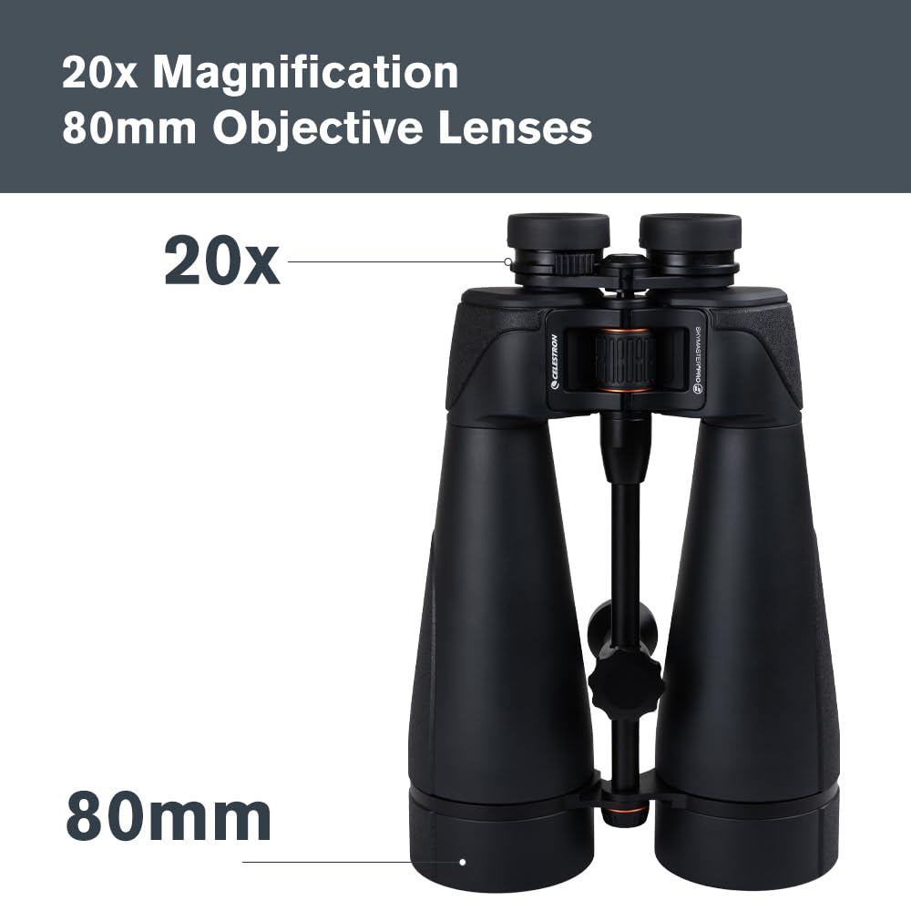 Celestron – SkyMaster Pro ED 20x80 Binocular – Astronomy Binocular with ED Glass – Large Aperture for Long Distance Viewing – Fully Multi-coated XLT Coating – Tripod Adapter and Carrying Case Included