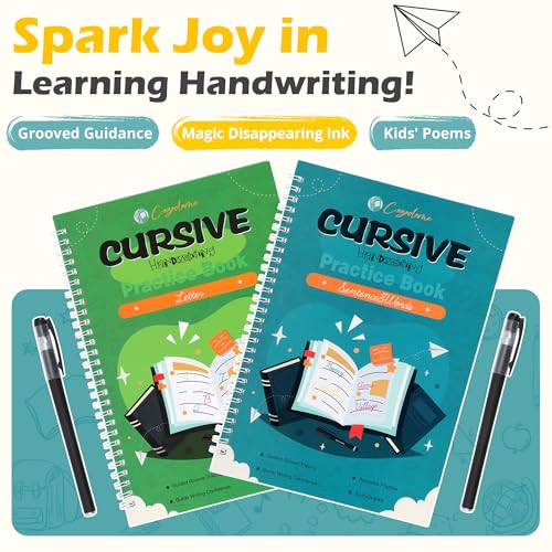 Cozodome Grooved Cursive Handwriting Workbook for Kids, Reusable Magic Practice Book