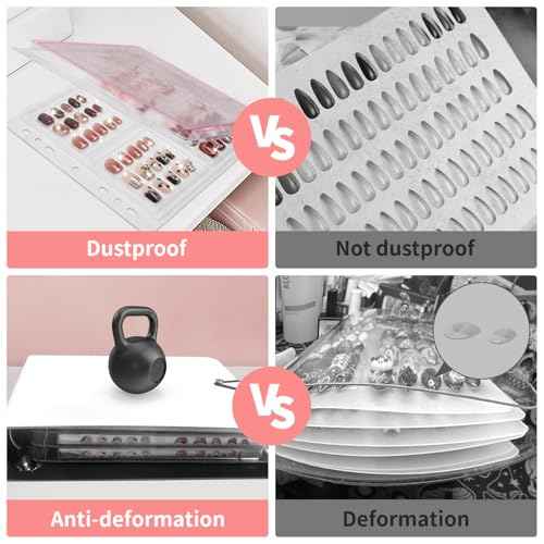 CGBE Press On Nail Organizer: Upgraded Dust & Crush-Resistant Protection, Removable D-Ring Binder Pages, Press On Nail Storage with Nail Tape
