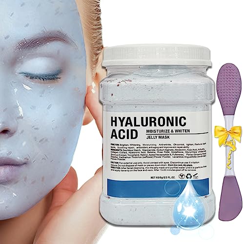 Jelly Mask Powder for Facials,Hyalorunic Acid Moisturizing Jelly Face Mask,24k Gold Jelly Face Mask,Face Masks with Double-ended Silicone Brush, 23 Fl Oz