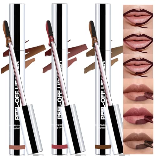 Wugbc 3-in-1 Peel Off Lip Liner Stain Set - Long Lasting Matte Tint
