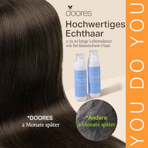 DOORES Clip in Human Hair Extensions, Dark Brown 18 Inch 120g 7pcs, Real Straight Remy Hair Extensions Thick Weft for Women