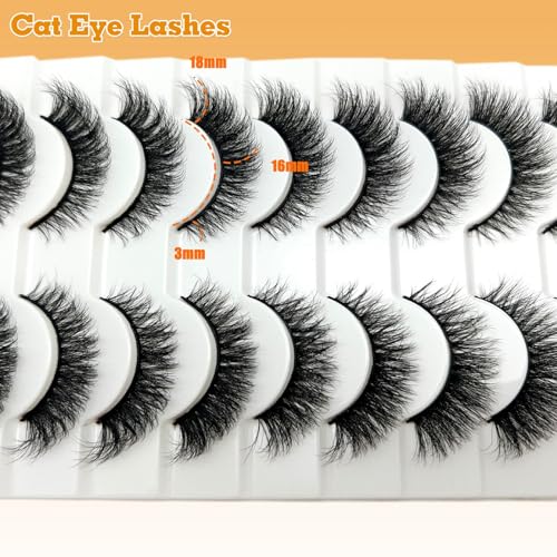 Loladook 16mm Cat Eye Mink Lashes - 3D Fluffy Wispy
