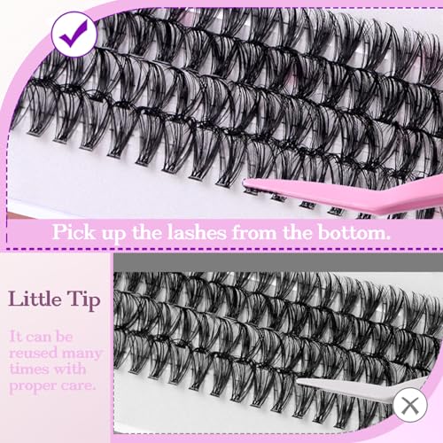 Lash Clusters D Curl Cluster Eyelash Extensions Individual Cluster with Bottom Lashes,Volume Fan,70 Spike Fan,20D Clusters,Spiky Wispy Natural Cluster Lashes Multi-type Mix DIY Lash Extensions
