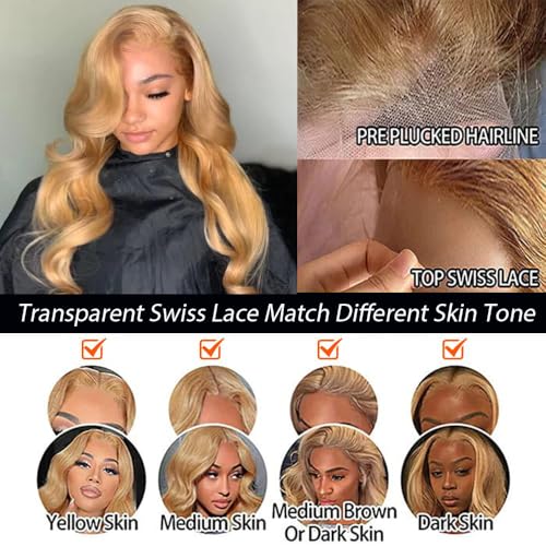 Honey Blonde 4x4 HD Lace Closure Body Wave 12 Inch