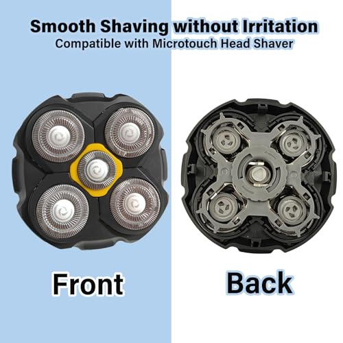 Replacement Heads Compatible with Microtouch Titanium Electric Head Shaver, Titanium Razor Replacement Blades for Micro Touch Head Shaver, Hypoallergenic Hair Clippers Blades for Bald Men - 3 Pcs