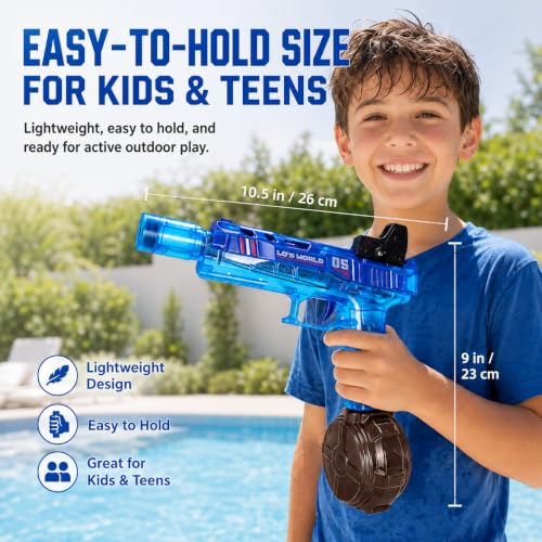 Electric Water Gun with LED Lights, 26ft Range, 300ML Tank